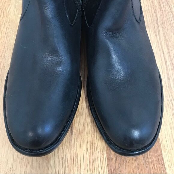 BORN Shaunie Black Leather Knee High Riding Boot Low Heel Fall Winter Size 6.5 - Picture 4 of 15